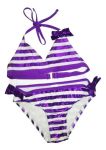 Imagen de Mallas De 2 Piezas A Rayas Púrpura Y Blanca Niñas Playa Violeta-blanco 8