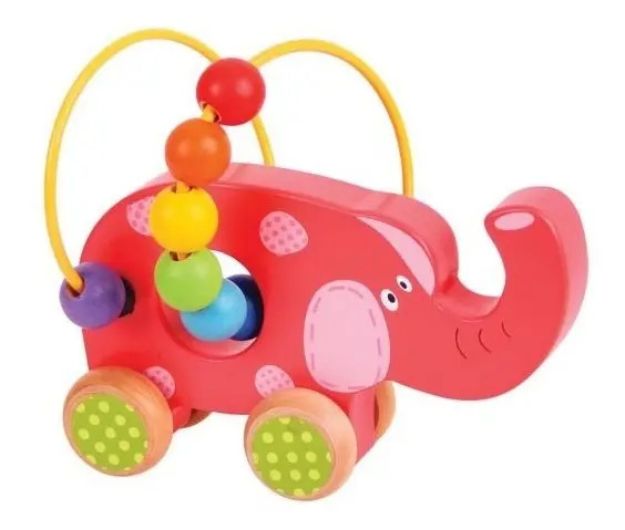 Imagen de Juego de elefante en madera de arrastre y motricidad fina Bigjigs