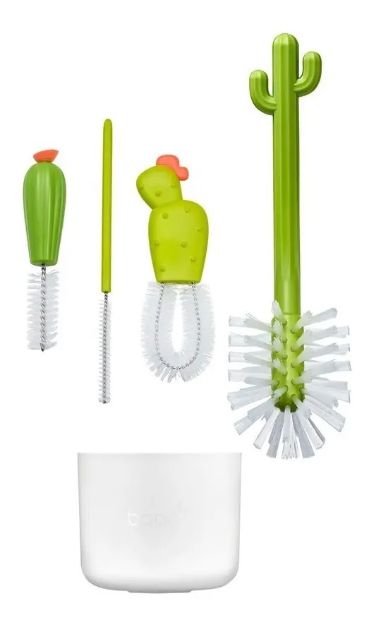 Imagen de Set Cepillos Limpiamemas Con Recipiente escurridor Boon - Verde