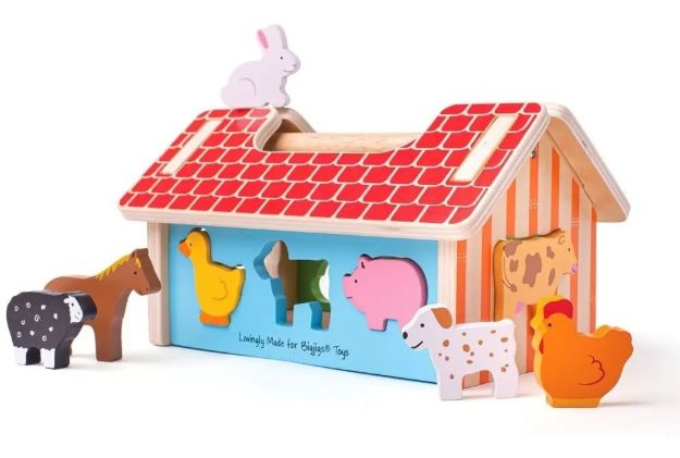 Imagen de Casa Granja de encastre y clasificación en madera Bigjigs