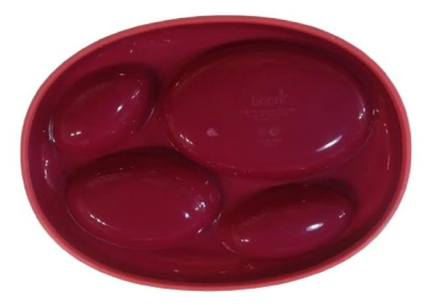 Imagen de Plato Bebé Boon Plástico Ovalado 4 Compartimentos Bordó Liso