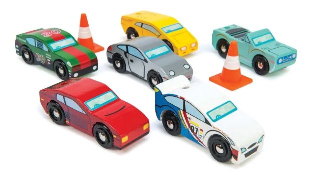 Imagen de Pack X6 Autos Deportivos Montecarlo Madera Niños 3años+ Autos Amarillo