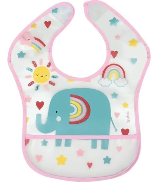 Imagen de Baberos con bolsillo impermeable Buba - elefante arcoiris