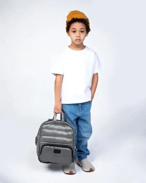 Imagen de Mochila 7am para niños impermeable y vegana - Gris