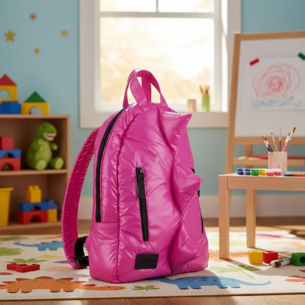 Imagen de Mochila infantil impermeable y vegana-Dino Fucsia