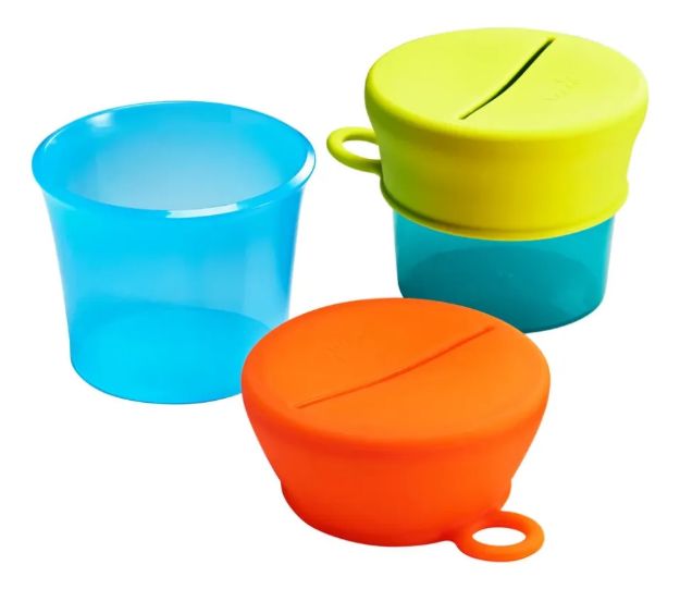 Imagen de Pack de 2 cerealeros con tapa de silicona Boon-naranja