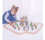 Imagen de Pista De Trenes Con Estilo Medieval Juguete Madera  Bigjigs Tren Gris