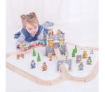 Imagen de Pista De Trenes Con Estilo Medieval Juguete Madera  Bigjigs Tren Gris