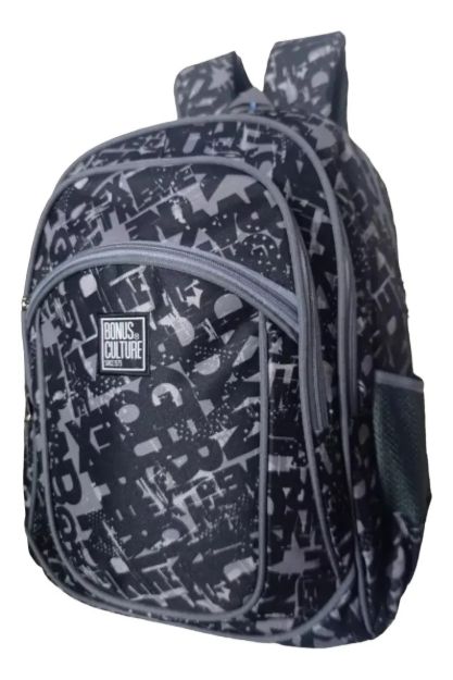 Imagen de Mochilas Infantil Grande Escolar Bolsillos Tamaño 46x30x15cm - Negro - Letras