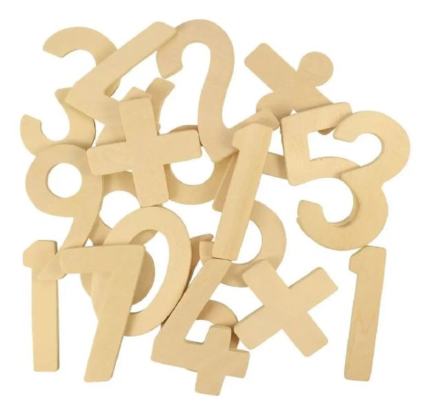 Imagen de Números en madera, moldes para aprender y colorear Bigjigs