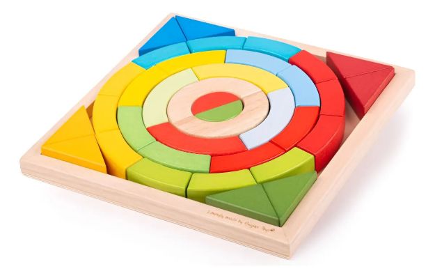 Imagen de Juego madera de construcción con figuras geométricas Bigjigs