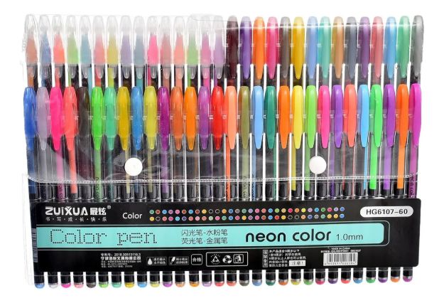 Imagen de Pack X60 Lapiceras Neon Color Zuixua Tamaño Linea 1 Mm Negro [60 Colores]
