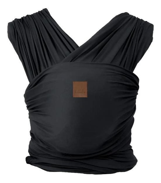 Imagen de Fular Portabebes Marsupio Tela Sling Bebes 0-14kg Kikkaboo Negro Liso Universal