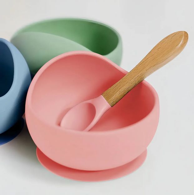 Imagen de Bowls de silicona con ventosa antideslizante color rosa