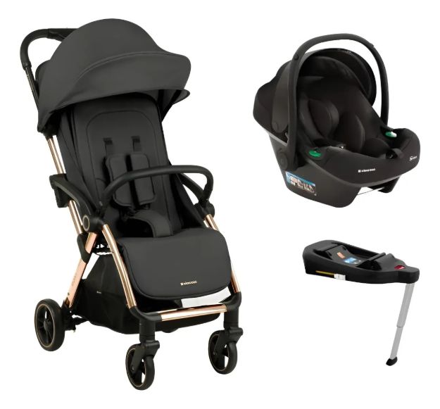 Imagen de Coche travel system Eden Kikkaboo C/ babysilla y base Isofix Negro