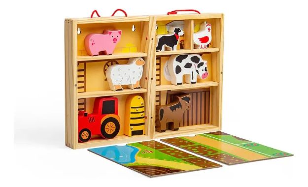 Imagen de Juego de granja en madera completo y portable Bigjigs