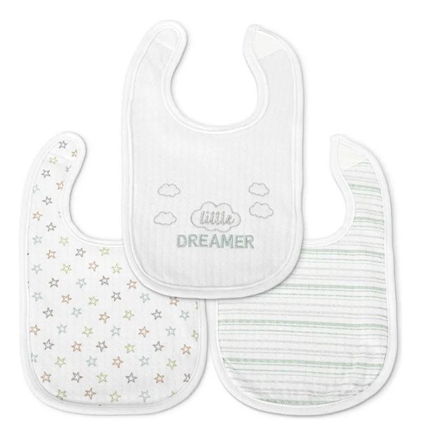 Imagen de Pack x 3 baberos tela algodón con velcro Lorelli Bebes Little Dreamer
