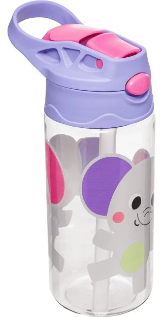 Imagen de Botella tritan con boquilla y sorbito de silicona/ elefante