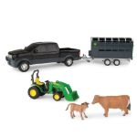 Imagen de John Deere Camioneta Pickup negra con Remolque Para Ganado