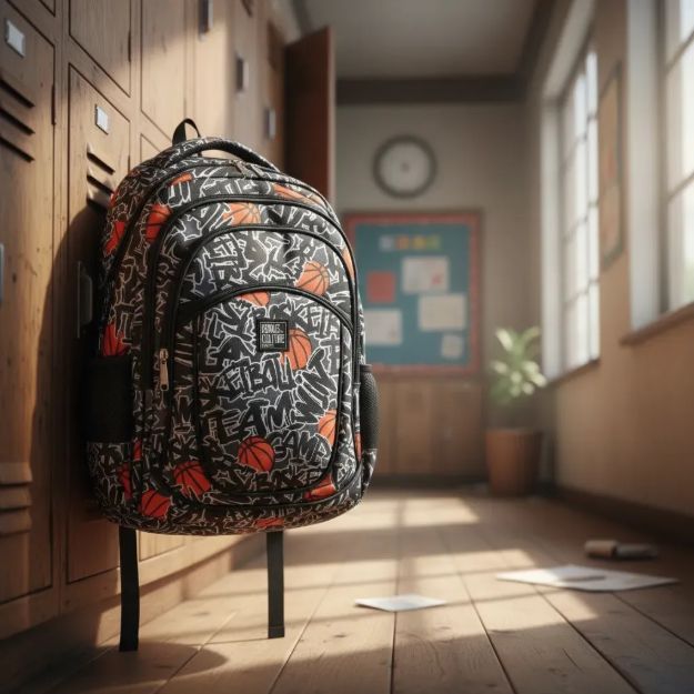 Imagen de Mochilas Infantil Grande Escolar Bolsillos Tamaño 46x30x15cm - Naranja oscuro - BALONCESTO