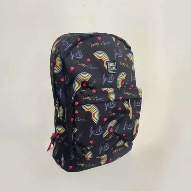 Imagen de Mochilas Infantil Grande Escolar Bolsillos Tamaño 46x30x15cm - Negro - Arcoíris