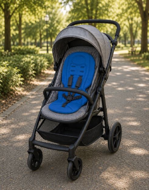Imagen de Colchoneta universal azul para coches con memory foam Bebedue