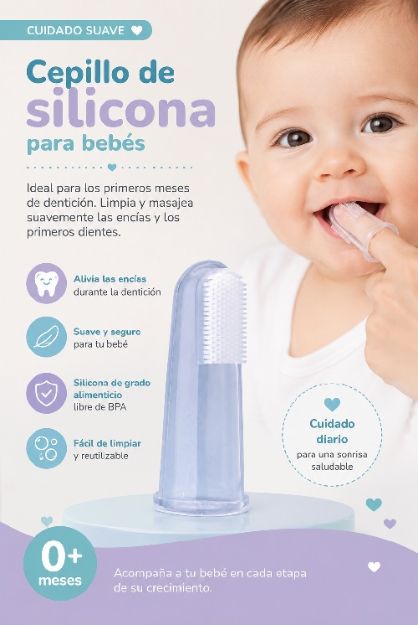 Imagen de Cepillo y masajeador dedal de Silicona 0+