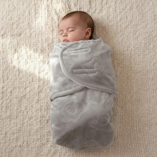 Imagen de Saco Sobre Dormir Super Suave Con Velcro Swaddle Buba Bebes-Gris