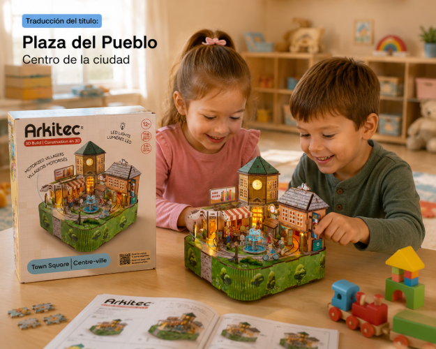Imagen de Juego de Construcción Puzzle en 3D Plaza del Pueblo 158 pcs