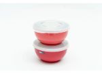 Imagen de Set de 2 bowl de acero inoxidable 250 ml con tapa hermética - rojo