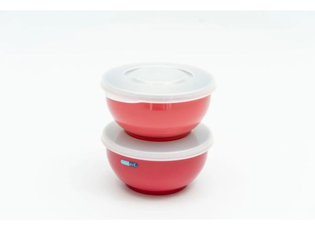 Imagen de Set de 2 bowl de acero inoxidable 250 ml con tapa hermética - rojo